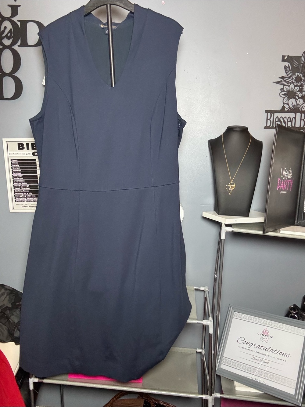 Brooks Brothers Navy V-neck midi dress
